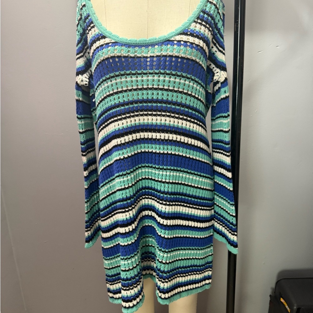 Striped Knit Swim Coverup